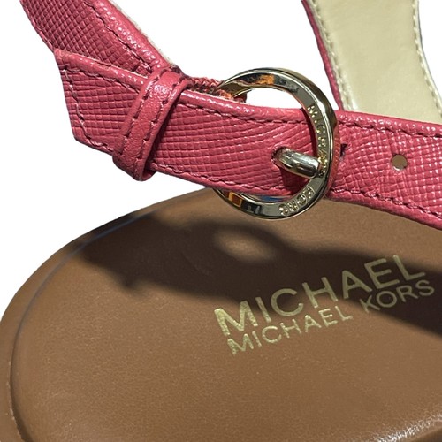 Michael Kors Women's MK Logo Plate Thong Sandals Sangria 8M - Picture 4 of 8