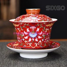 Cuenco cubierto de esmalte San Cai Gaiwan Tetera Kung Fu Juego de té Tapa Cuenco Cerámica
