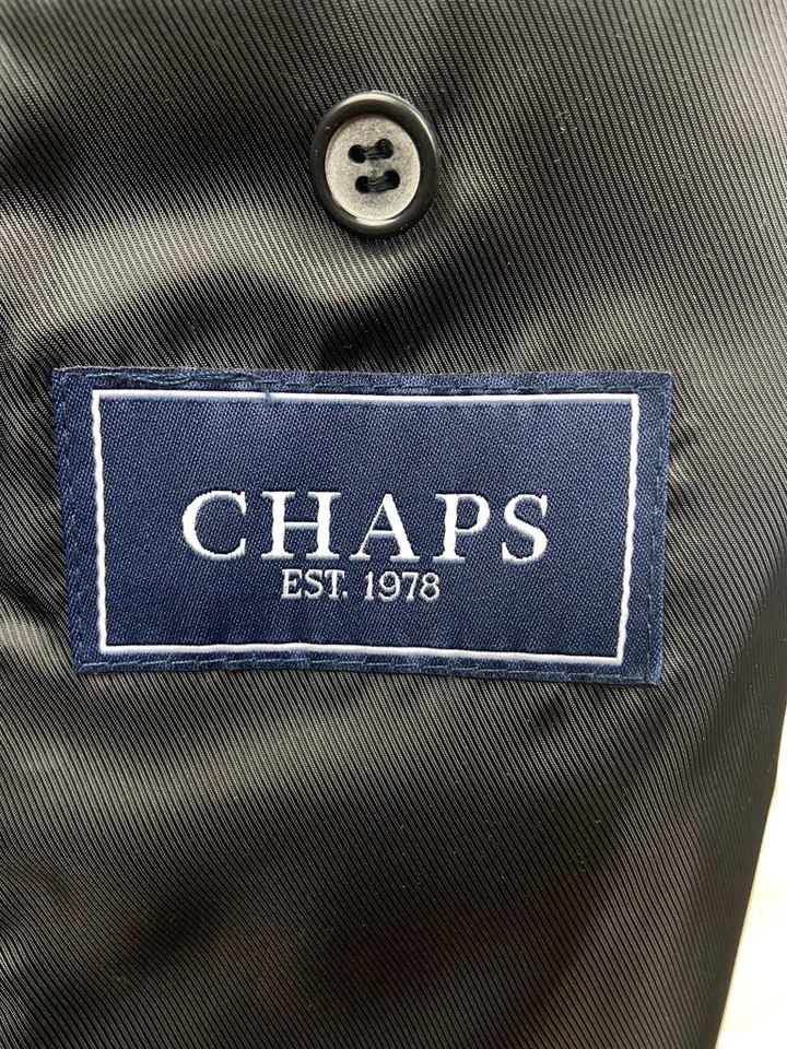 CHAPS RALPH LAUREN Mens 40R Black Soft Wool Nylon Long Trench Coat Jacket - Image 2 of 4