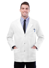 Adar Pop-Stretch Mens 31" Snap Front Lab Coat Very Comfortable