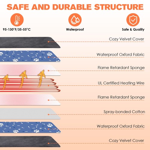 Heated Cat Bed, Indoor Pet Heating Pad with 9 Heat Settings and Timer, Electr... - Bild 3 von 8