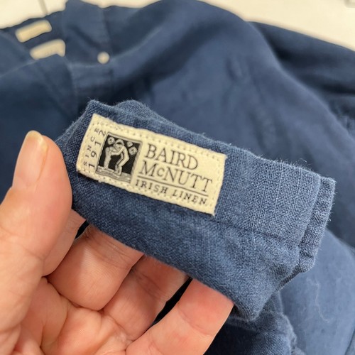 J Crew Mens M Irish Linen Shirt Blue Classic Minimal Coastal Resort Everyday - Picture 7 of 13