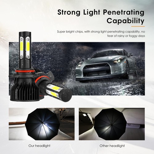 4-sides 9012 LED Headlight Bulbs Kit High Low Beam 1800000LM Super Bright 6500K - Picture 8 of 12