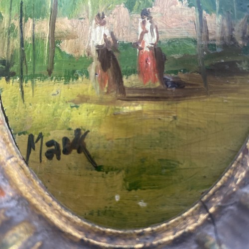 Öl auf Karton ovales Gemälde (7”x3.75”) italienische Stadtszene gerahmt signiert beschriftet - Bild 21 von 21