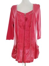 BAGORAZ Damen Tunika mit Reißverschluss Gr. 34 Rosa Leinen 100% 3/4 Ärmel RV