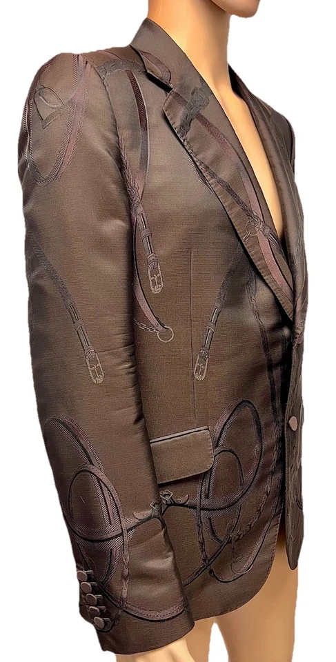 Gucci Men’s Blazer 54R (IT 50) Exclusive Brocade With Equestrian Motif Italy - Image 3 of 4
