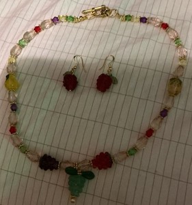 Art Glass Solid Lamp-works Fruits variety Colors Facet crystal Hypo necklace set
