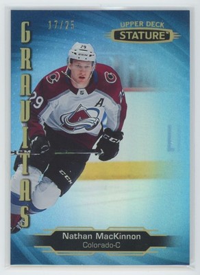 2020-21 Upper Deck Stature Gravitas Blue Nathan MacKinnon 17/25 Colorado