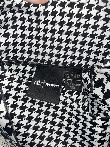 ADIDAS IVY PARK HOUNDS TOOTH PRINT SPORTS ACTIVE LEGGINGS SIZE SMALL UK 8-10 - Picture 2 of 5