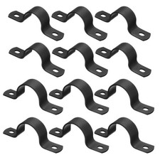 12Pcs 2 Size Metal Pipe Clamps, U-Shaped Tube Fixed Clip Bracket, Black