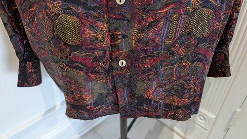 Vintage 90's Coogi Men's L Multicolor 100% Silk button-down shirt Made in Italy - Picture 4 of 20