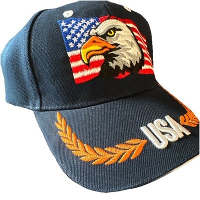 Eagle USA Flag Gold Leaf  Hat Rider, Golfer, Casual Baseball Cap {50}