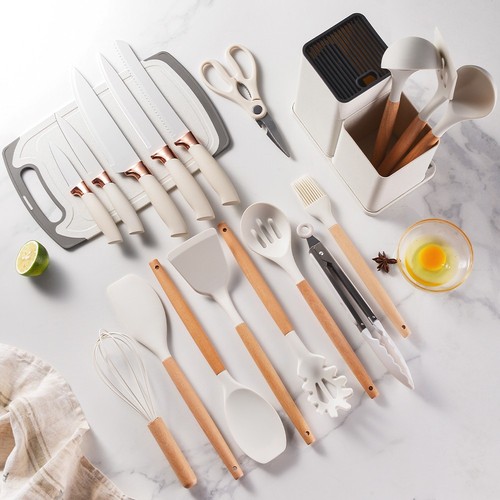 19-teiliges Silikon Küchenutensilien Set mit Halter, hitzebeständige Kochutensilien - Bild 14 von 31