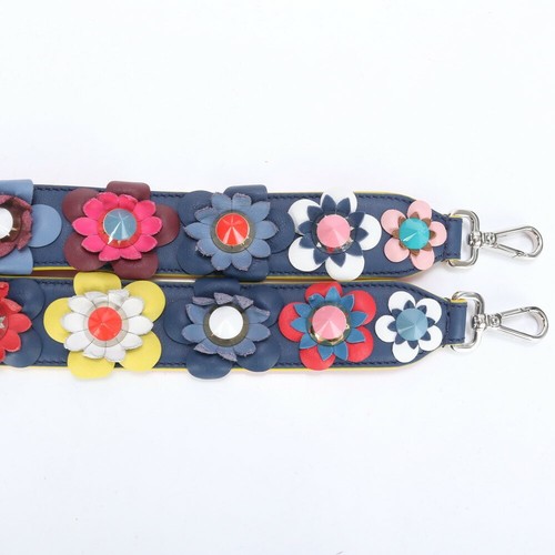 FENDI Shoulder Strap Strap you Belt Flower Leather Multicolor Authentic - Picture 3 of 24