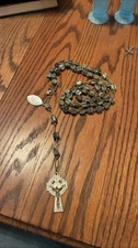Grey Stone Rosary Beads Celtic Cross Crucifix