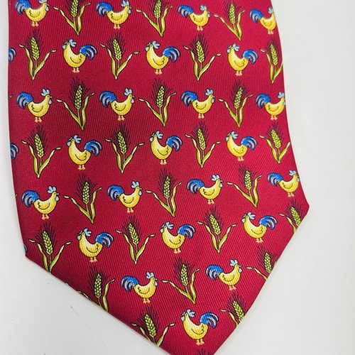 Talbots Hühner und Mais rote Seidenkrawatte Herren Huhn Krawatte 100 % Seide 60 Zoll - Bild 2 von 6