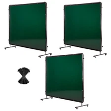 Uimoso 3-Panel Welding Screen with Frame, 6 x 8 FT, Includes 12 Wheels