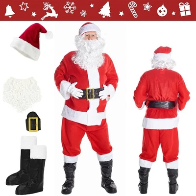 MARKENLOS 6-teiliges Weihnachtsmann Kostüm XL/L Weihnachtsmannkostüm Nikolauskostüm Herren