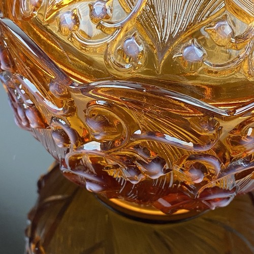 Fenton Glass Amber Opalescent Brown LILY OF THE VALLEY Covered Lidded Candy Dish - Picture 2 of 11