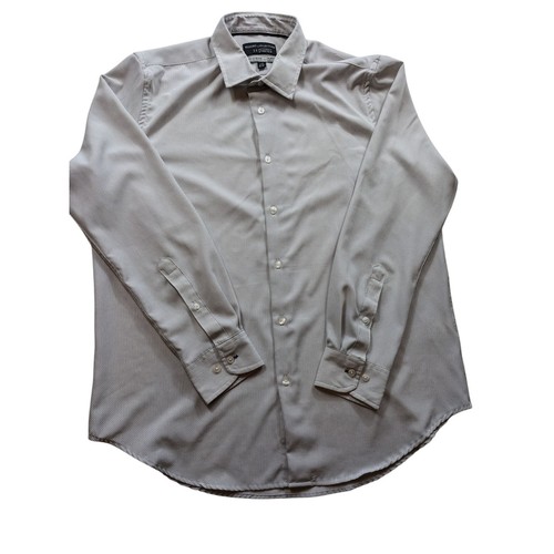 Report Collection Dress Shirt Men Large Slim 16.5 34/35 Stretch X4 Long Sleeve - Picture 9 of 15
