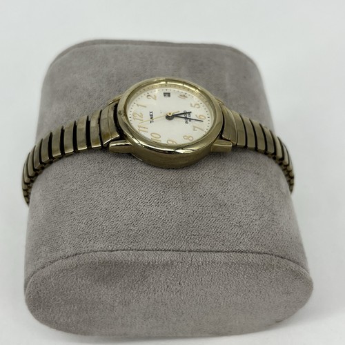 Vintage Timex Indiglo Women’s Watch Gold Tone Round Stretch Expandable Band - Picture 4 of 7