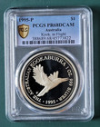 1995 Australia Coin Kookaburra 1 oz 999 Proof Silver PCGS PR 68 DCAM Gold Shield