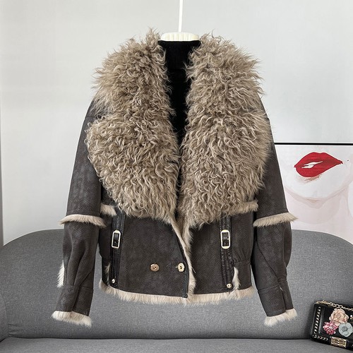 Parka cappotto donna pelliccia di pecora collo pelliccia di coniglio giacca calda vera pelliccia corto moda - Foto 26 di 27