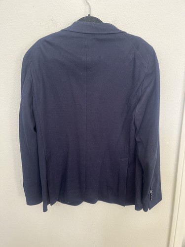 NWOT Tagliatore Unlined Blue Woven Knit Blue Cotton Blazer Summer EU 54R /US 41” - Picture 9 of 18