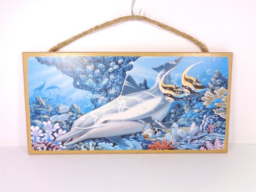 LETRERO DE PARED DECORATIVO PLAYA DELFÍN BUCEO NÁUTICO EN UN ARRECIFE DE CORAL VIDA MARINA - Imagen 1 de 2