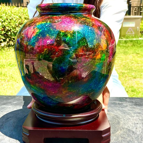 8.73LB  Rainbow Crystal Vase - Stunning Multicolor Collectible Home Decor - Afbeelding 9 van 13