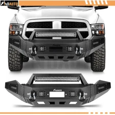 FINDAUTO Front Bumper For 2013-2018 Dodge Ram 1500 with Winch Plate & Fog Lights