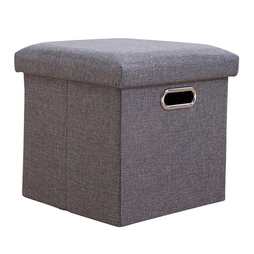 Folding Storage Ottoman 11.81x11.81x11.81inch Footrest Footstool (Dark gray) AU - Picture 3 of 9