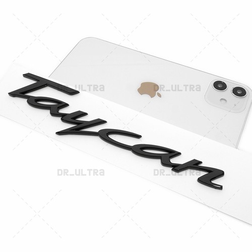 Gloss Black TAYCAN Logo Letters Rear Badge Liftgate Emblem Deck Lid - Picture 3 of 4