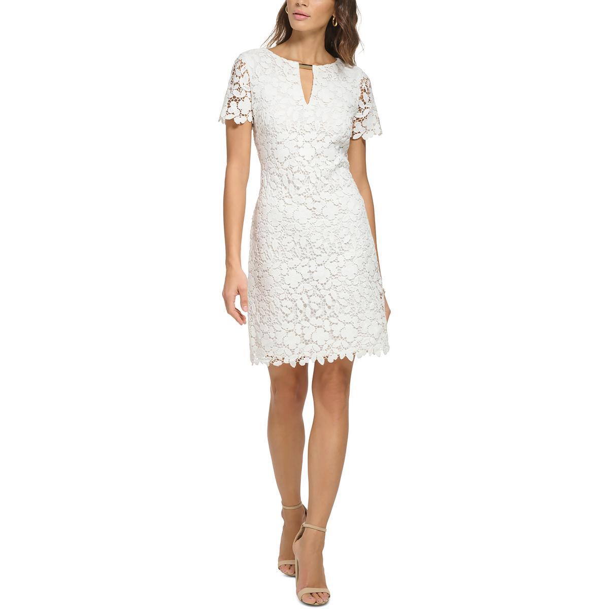 Kensie Dresses Женское белое дневное мини-платье-футляр с кружевным верхом 0 BHFO 9227