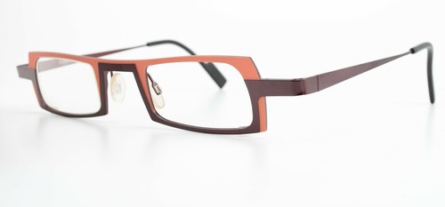 THEO Belgium Glasses Frame Wimsey 162 Pure Titanium Tangerine Mat Soft Blues Red - Picture 2 of 8