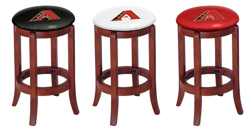 MLB Bar Stool 24" Tall Cherry Finish Swivel Seat w/Colored Vinyl MLB Team Logo - Picture 2 of 34