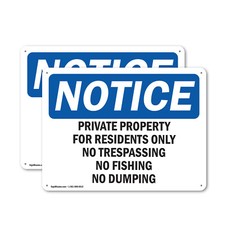  2 Pack Private Property For Residents Only No Trespassing OSHA Notice Sign