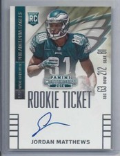 JORDAN MATTHEWS 2014 CONTENDERS ROOKIE TICKET EAGLES ON CARD TRUE RC AUTO #222