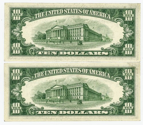 FR#2010C $10 1950 (2) Two Federal Reserve Notes Philadelphia Consec Pair DC-6103 - Picture 2 of 2