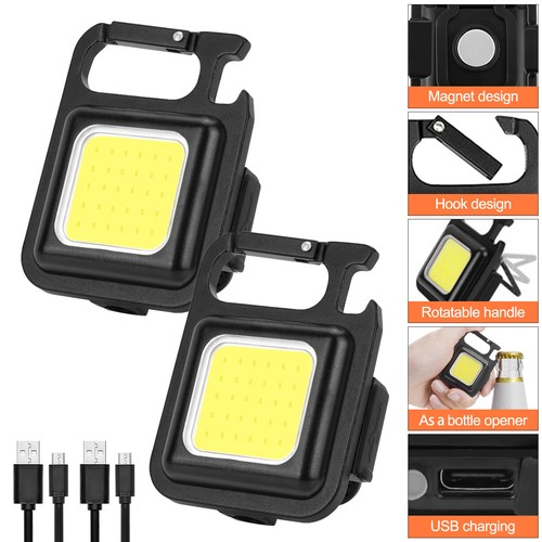 1/20Mini COB Torcia USB Ricaricabile Lampada da Lavoro Torcia Portachiavi Portatile Luce - Foto 17 di 22