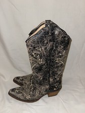 Circle G Embroidered Black Leather Snip-toe Western Boots L5048 Women Size Us 8