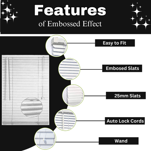 Embossed PVC Venetian Blinds Window Treatment Easy Fitting Trimmable UK - Picture 6 of 16