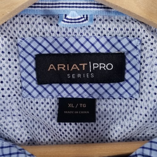 ARIAT PRO Shirt XL Blue Plaid Western Button Down Dress Casual Rodeo Church - Picture 3 of 15