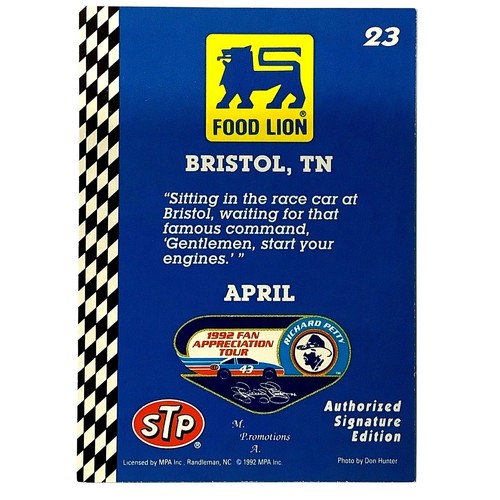 1992 Richard Petty Fan Appreciation, Bristol, TN in April, Food Lion STP MPA #23 - Picture 2 of 3