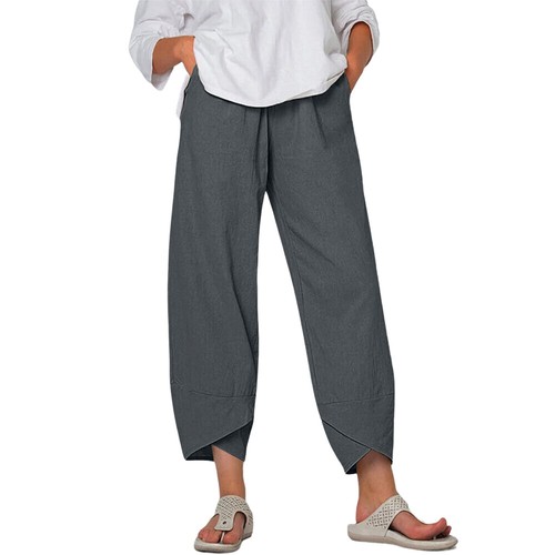 Womens Ladies Cotton Linen Baggy Harem Pants Summer Casual Trousers Plus Size US - Picture 14 of 32