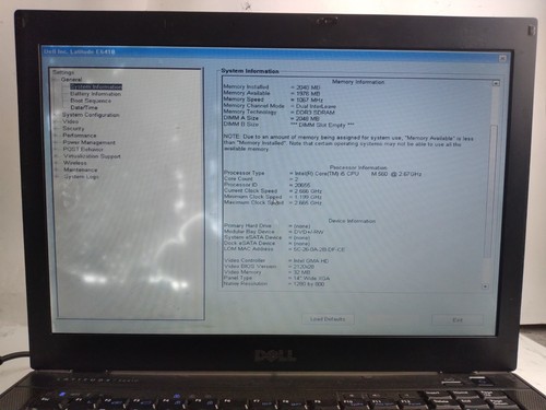 Dell Latitude E6410 w/i5-M560, 2GB RAM, 14" Laptop for Parts #2259 - Picture 2 of 12