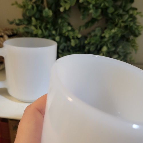 Glasbake Vintage weiß Milchglas Kaffeebecher 77 stapelbar USA 2er Set selten - Bild 3 von 3