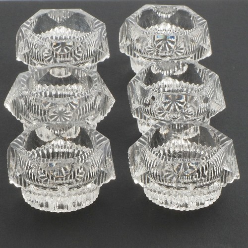 Lot (6) Czech vintage cut crystal glass salt cellars condiment pots tableware - Picture 2 of 4