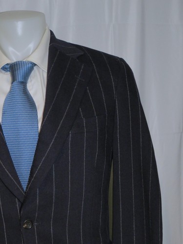 Paul Stuart Cashmere Blend Blue Stripe Woven in England Two Button Suit 39R - Picture 5 of 20