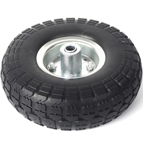 2x 10 Inch 4.10/3.50-4 PU Puncture Proof Solid Tyre & Offset Metal Wheel Barrow - Picture 2 of 6